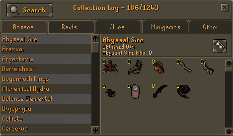 Drakoria collection log interface