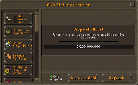Drakoria fortune boost interface